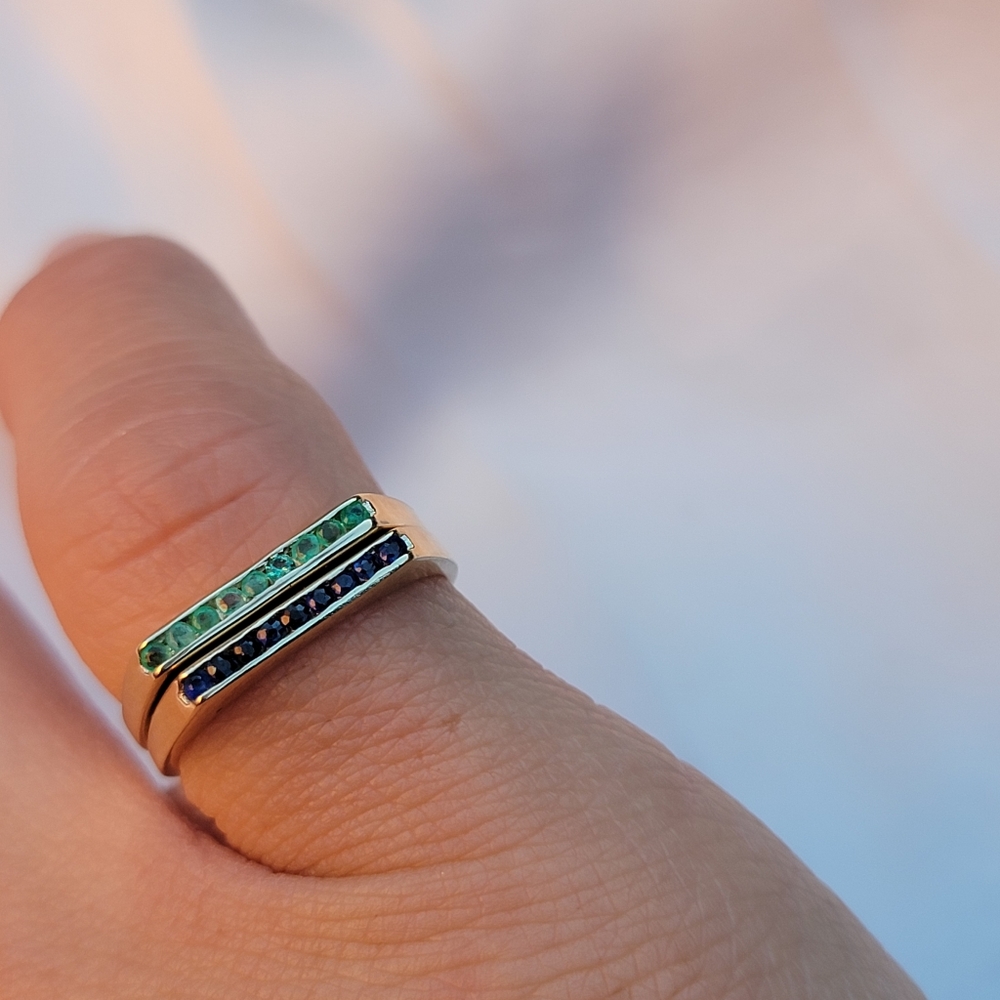 Solid 14k Square Ring Set - image 1